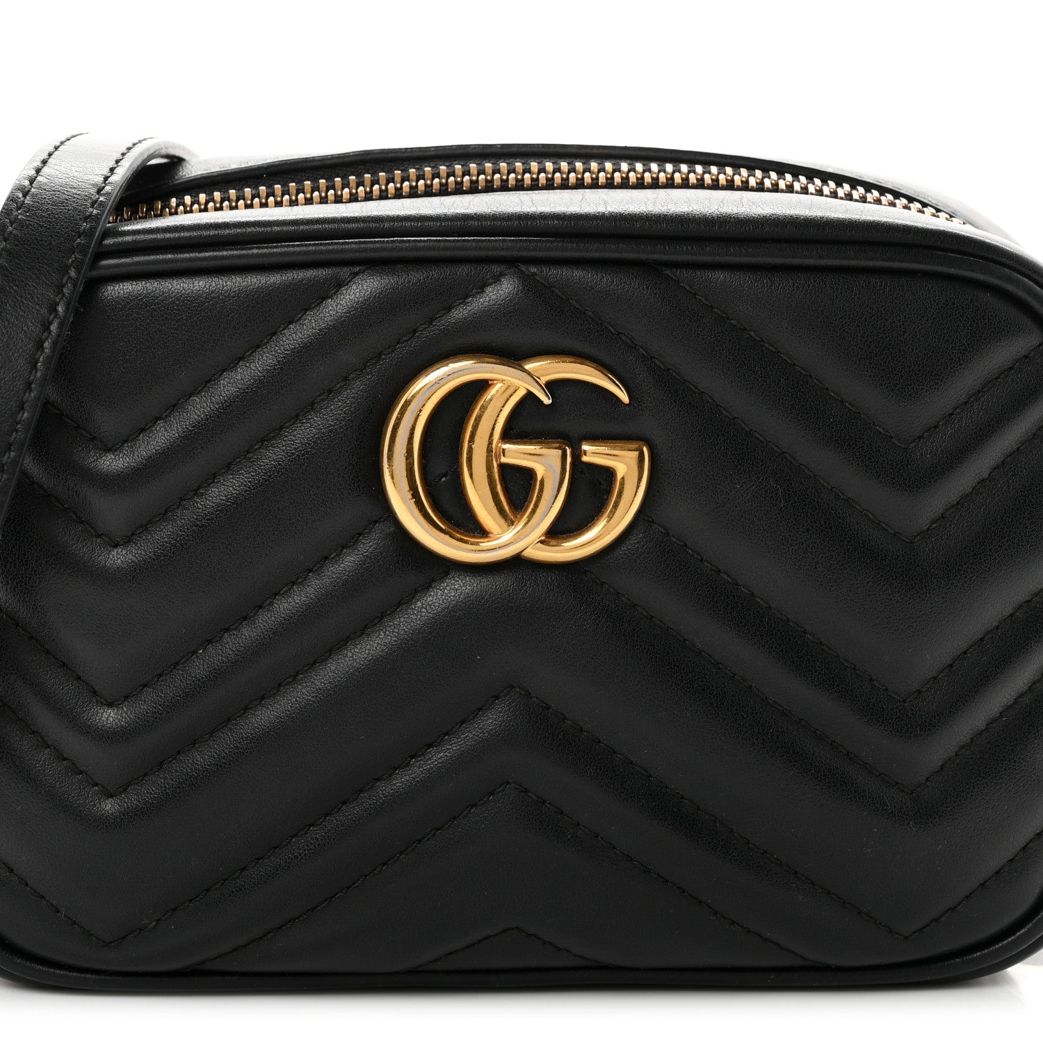 Gucci Calfskin Matelasse Mini GG Marmont Chain Shoulder Bag Black 8 of 10