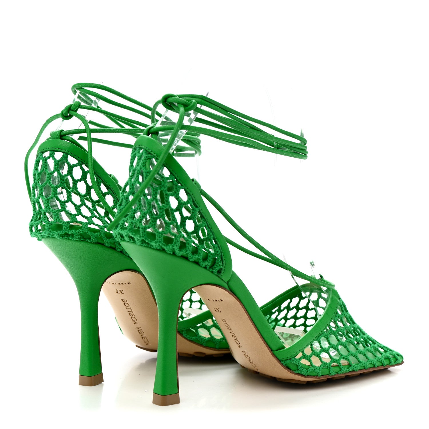 Bottega Veneta Mesh Nappa Stretch Ankle Tie 90mm Sandals 37 Grass 4 of 7