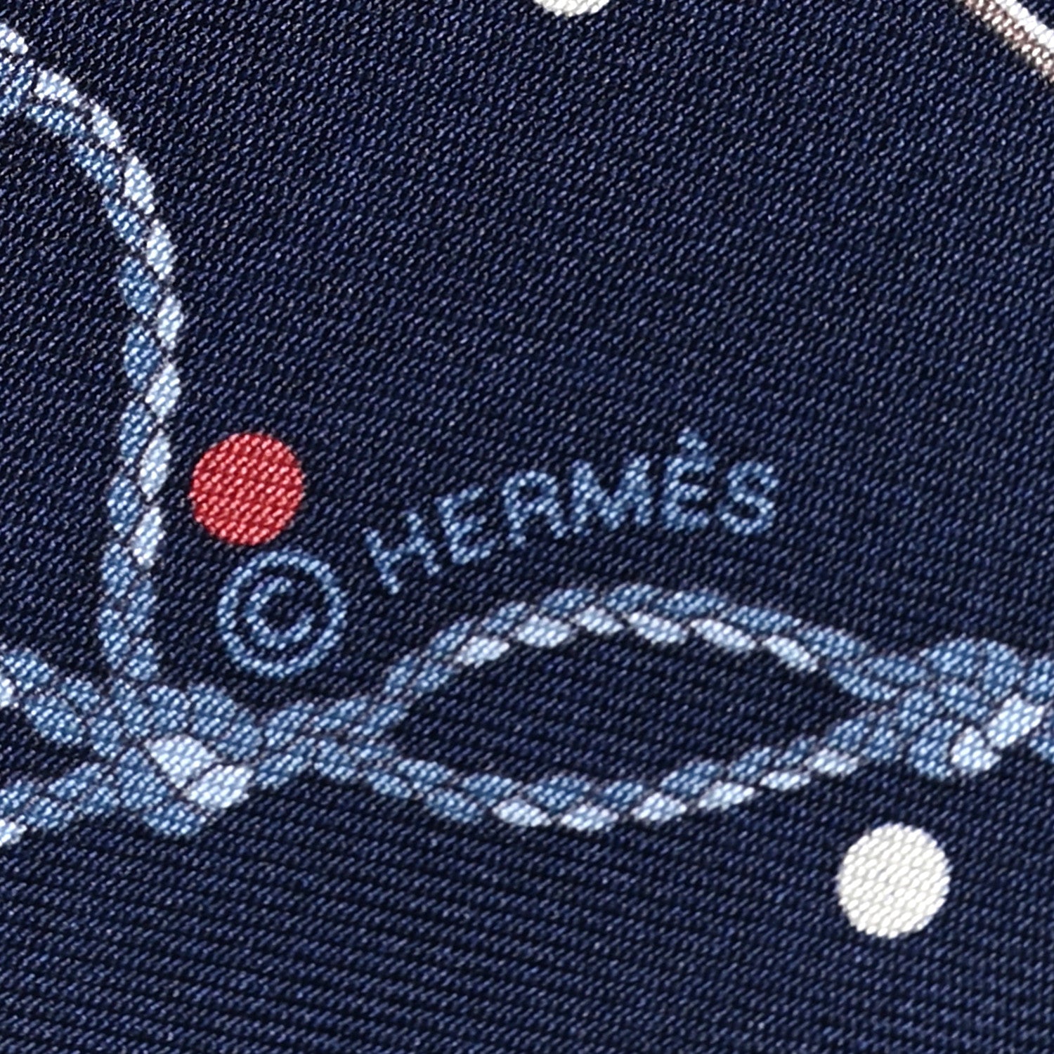 Hermes Silk Metallic Agneau Les Cles A Pois Fringed Twilly Bleu Marine Gris Argent Multicolor 4 of 4
