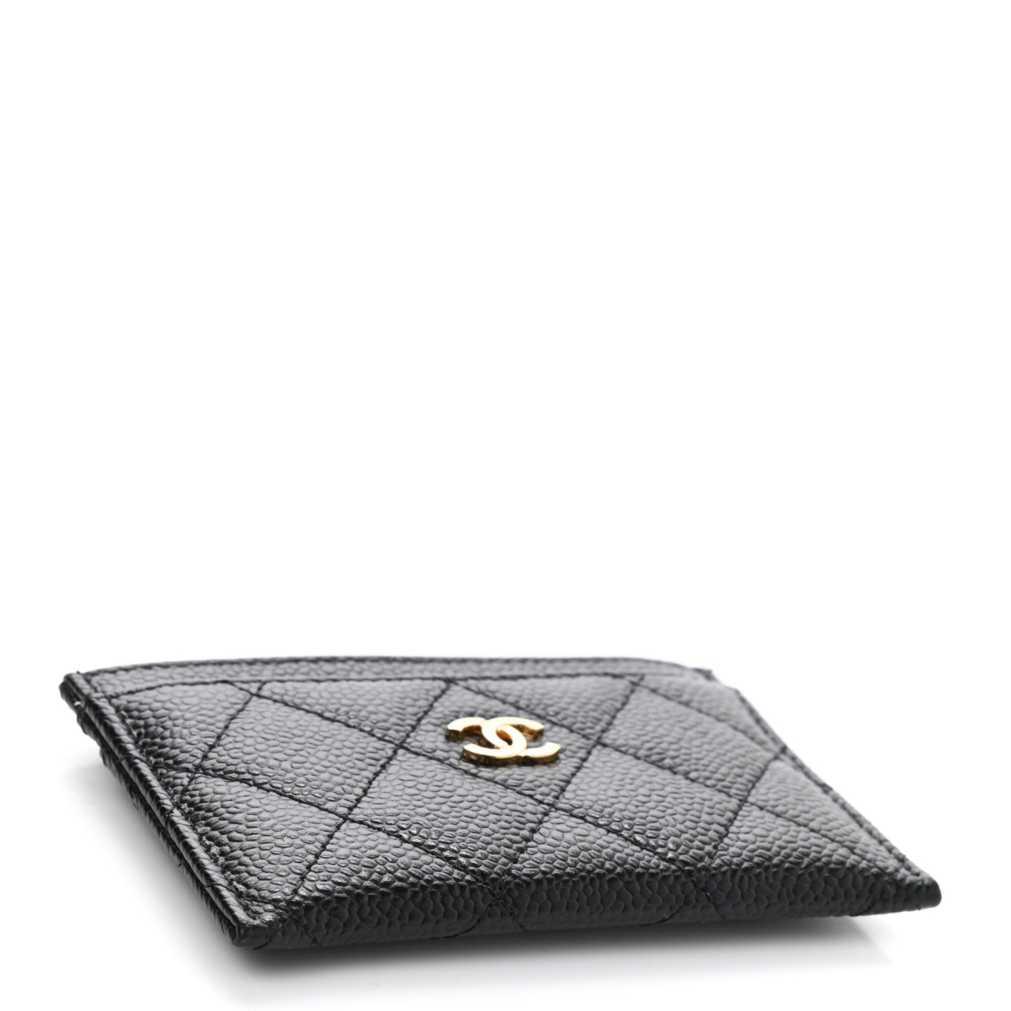 Caviar Quilted Card Holder Black