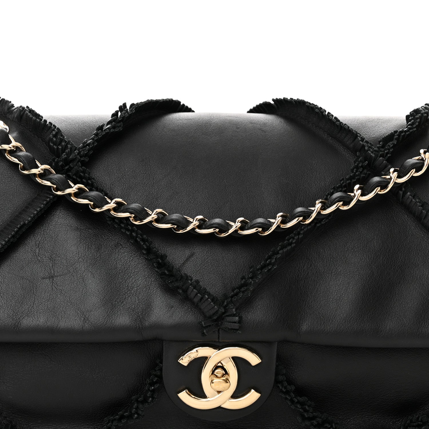 Chanel Lambskin Fringe Single Flap Black 8 of 12