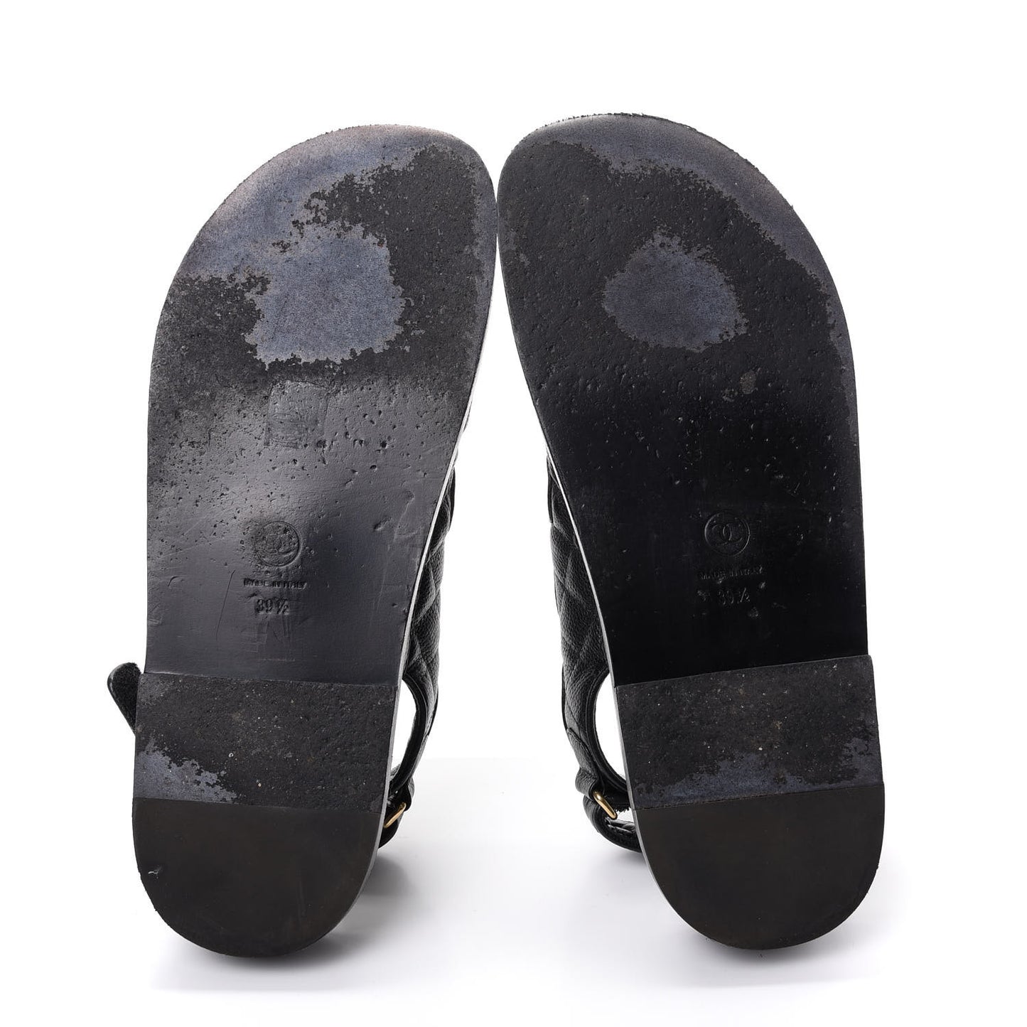 Grained Calfskin Velcro Dad Sandals 39.5 Black