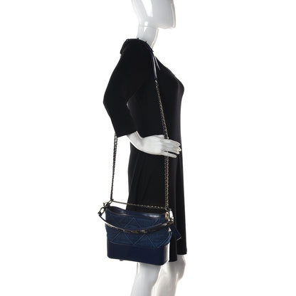 Chanel Denim Calfskin Quilted Small Gabrielle Logo Hobo Blue 2 of 12