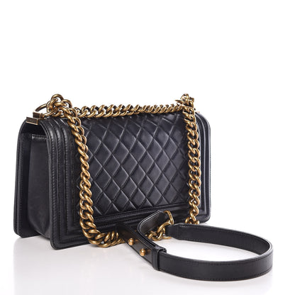 Chanel Lambskin Quilted Medium Boy Flap Dark Navy 3 of 18