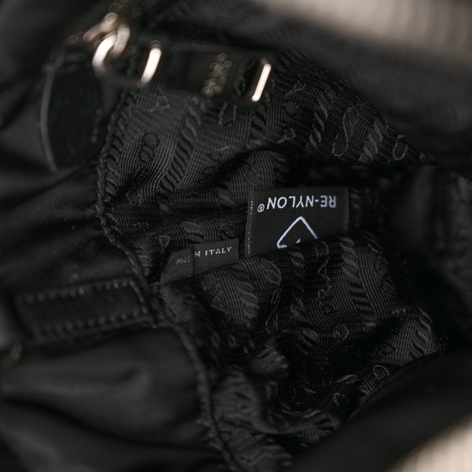 Prada Re-Nylon Nappa Triangle Quilted Padded Double Handled Zip Pocket Tote Black 6 of 10