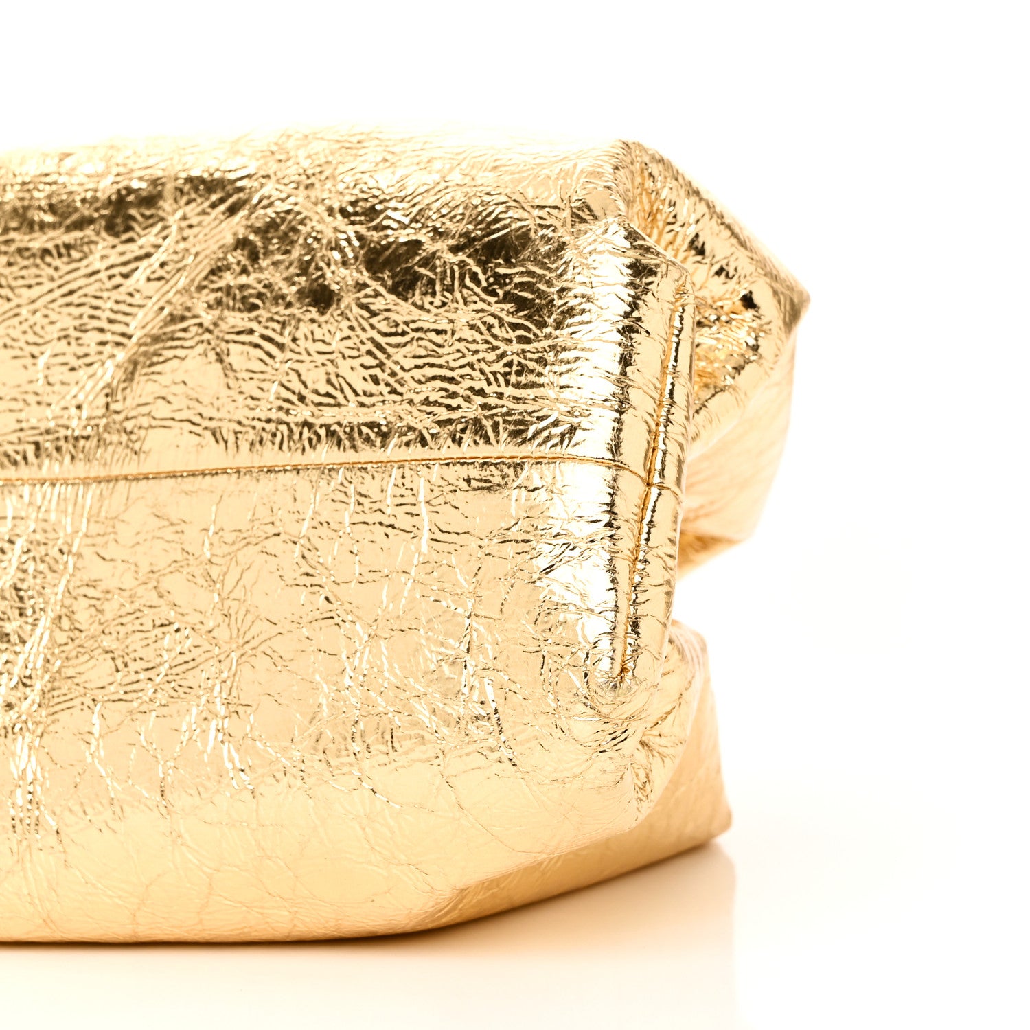 Bottega Veneta Metallic Crinkled Lambskin The Pouch Oversized Clutch Oro 10 of 10