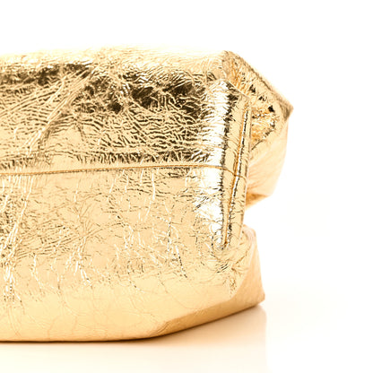 Bottega Veneta Metallic Crinkled Lambskin The Pouch Oversized Clutch Oro 10 of 10