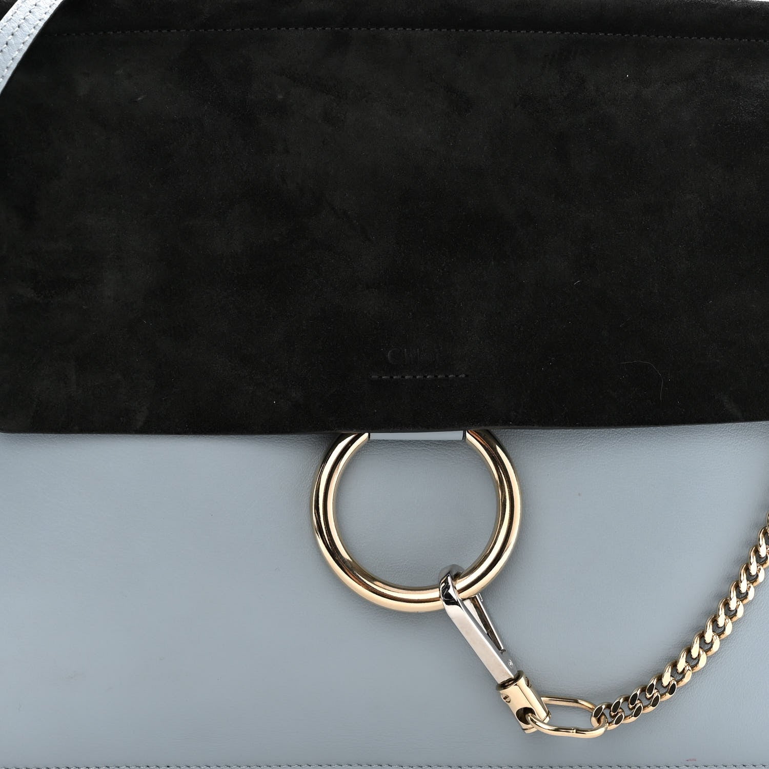 Chloe Calfskin Suede Medium Faye Shoulder Bag Fresh Blue Green 8 of 11