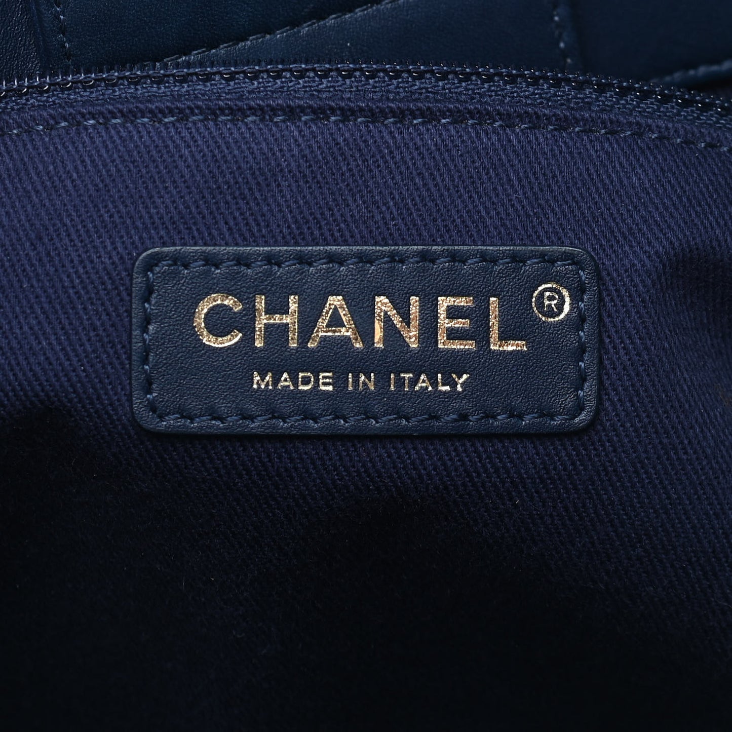 Aged Calfskin Quilted Large Coco Handle Shopping Tote Navy