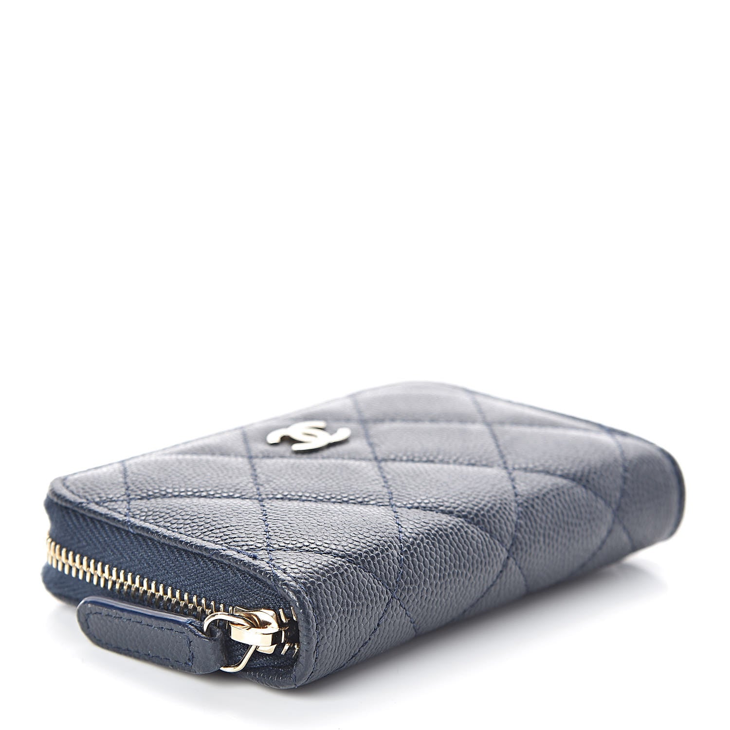 Chanel Caviar Quilted Zip Coin Purse Navy 4 of 8