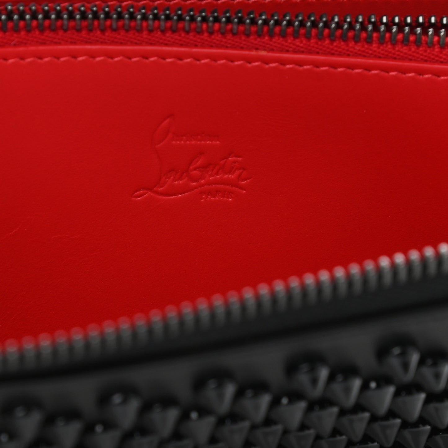 Calfskin Panettone Spiked Zip Around Wallet Black