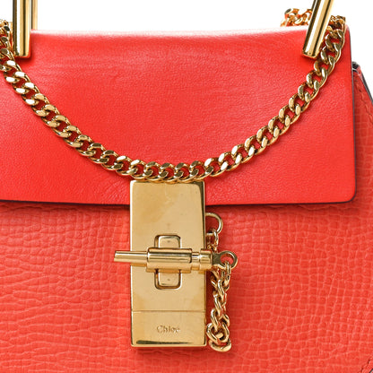 Chloe Grained Calfskin Lambskin Mini Drew Shoulder Bag Coral Pop 7 of 11