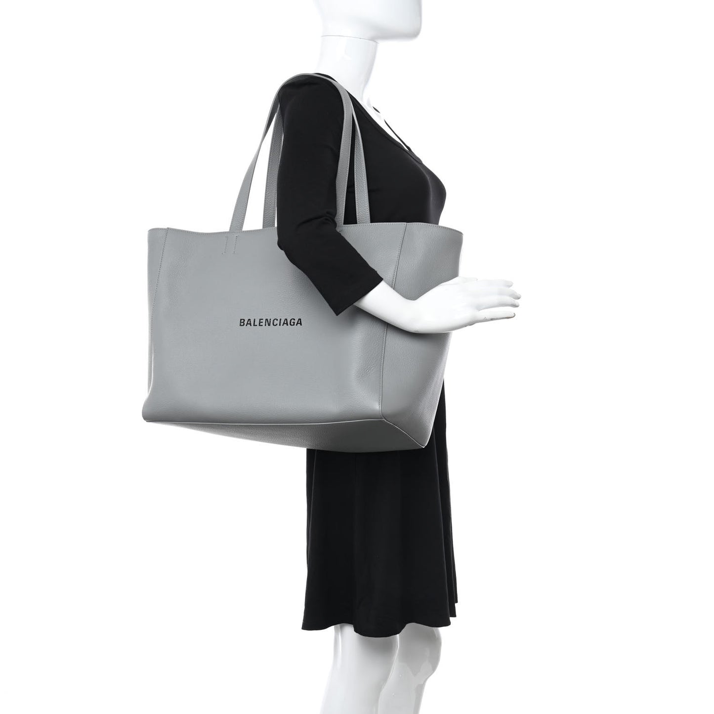 Smooth Calfskin Everyday East West Tote Bag Grey Black