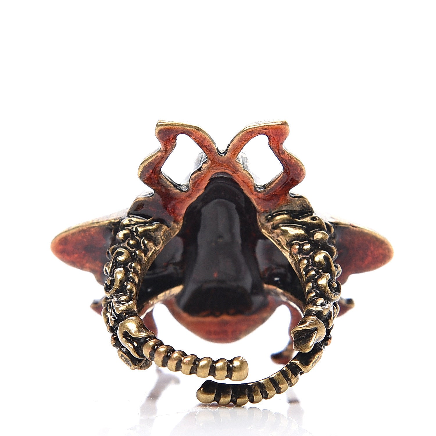 Gucci Metal Enamel Bee Ring 7.25 Aged Gold 2 of 3
