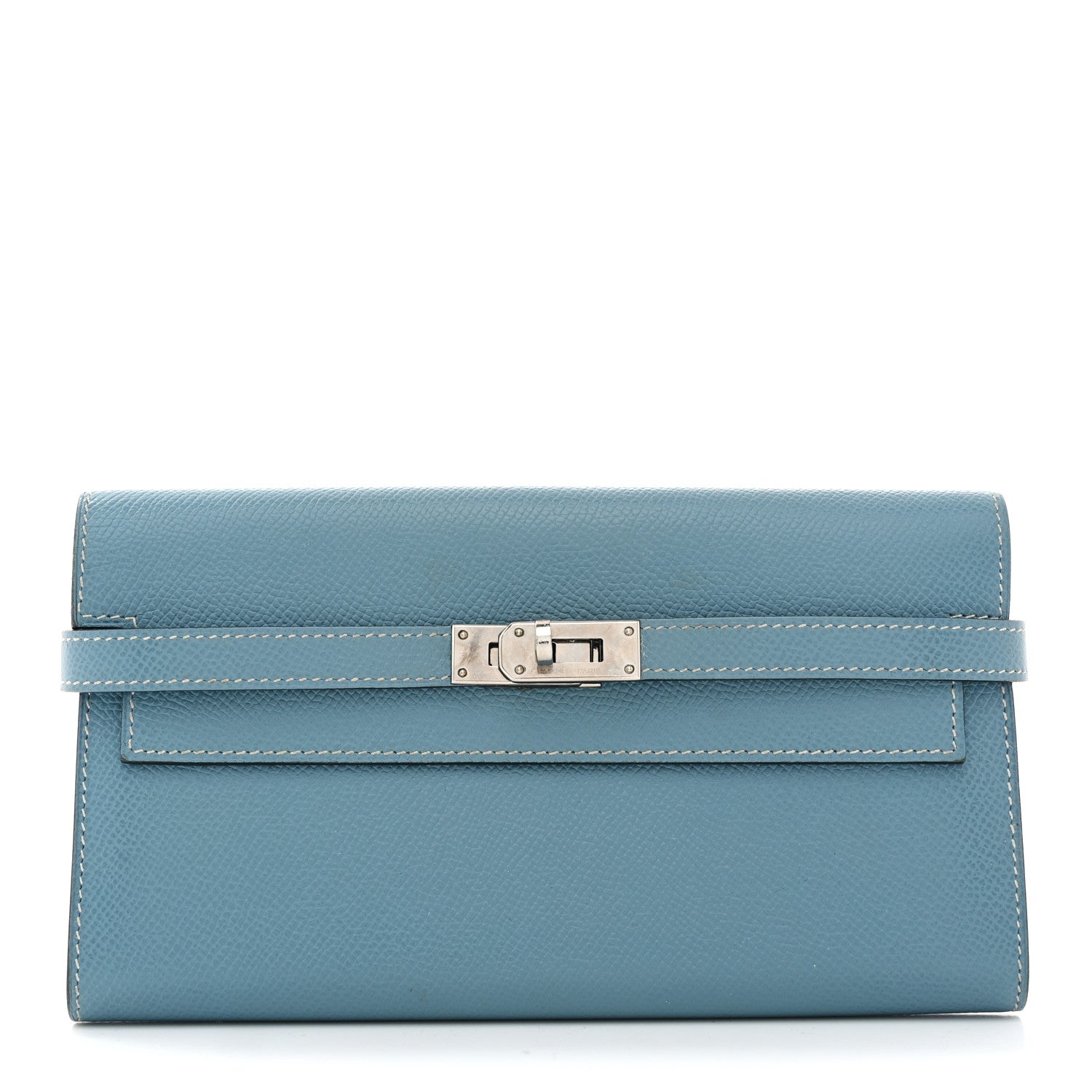 Hermes Epsom Kelly Longue Wallet Blue Jean 1 of 7