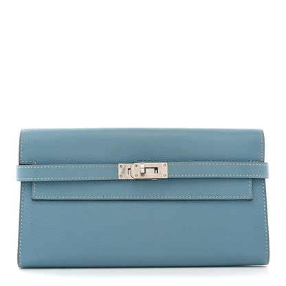 Hermes Epsom Kelly Longue Wallet Blue Jean 1 of 7
