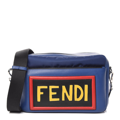Fendi Nylon Vitello Century Vocabulary Camera Bag Blue Cobalto Blue Neon Sunflower 1 of 12