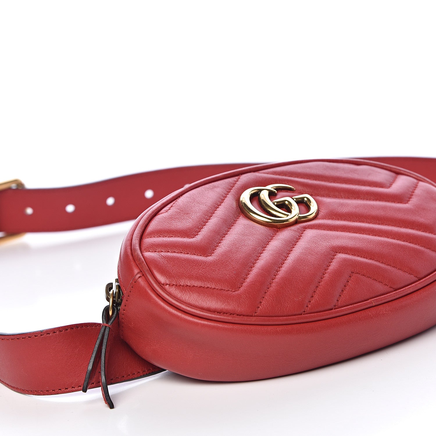 Gucci Calfskin Matelasse GG Marmont Belt Bag 105 42 Hibiscus Red 15 of 16