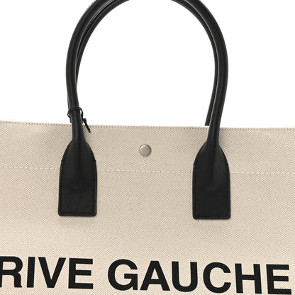 Saint Laurent Linen Calfskin Rive Gauche Tote Greggio Natural 8 of 13