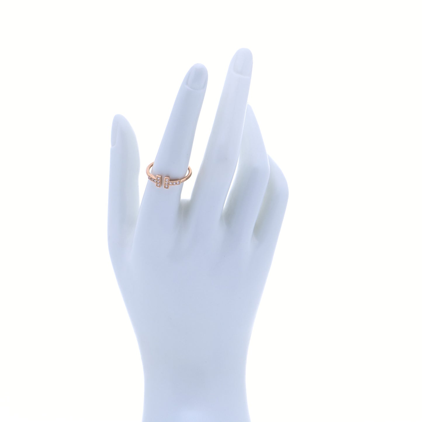 18K Rose Gold Diamond T Wire Ring 56 7.5