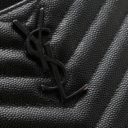 Saint Laurent Monogram Grain de Poudre 5 Fragments Zip Pouch Card Holder Black 8 of 11