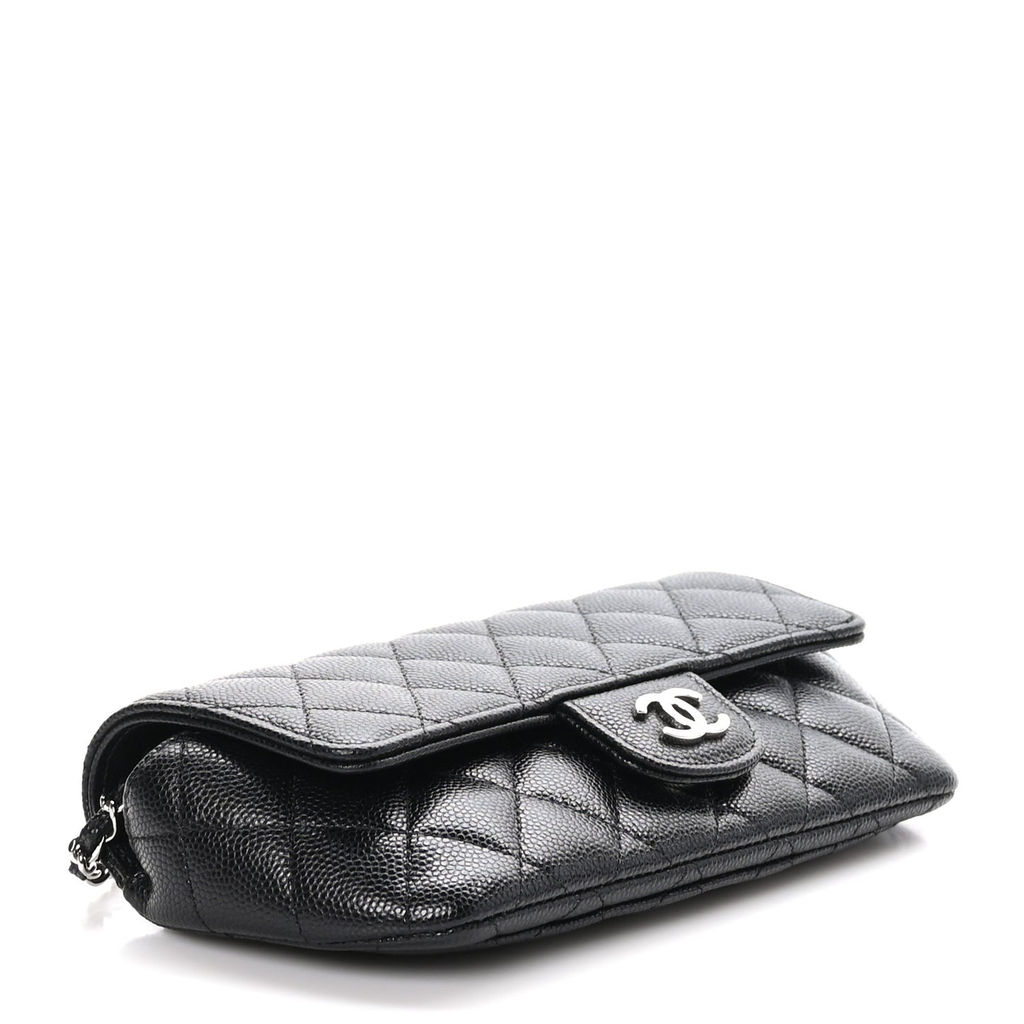Caviar Quilted Glasses Case With Chain Black