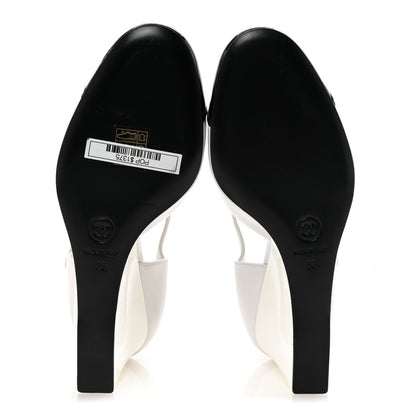 Chanel Lambskin Patent Cap Toe Mary Jane Wedge Pumps 38 White Black 6 of 10