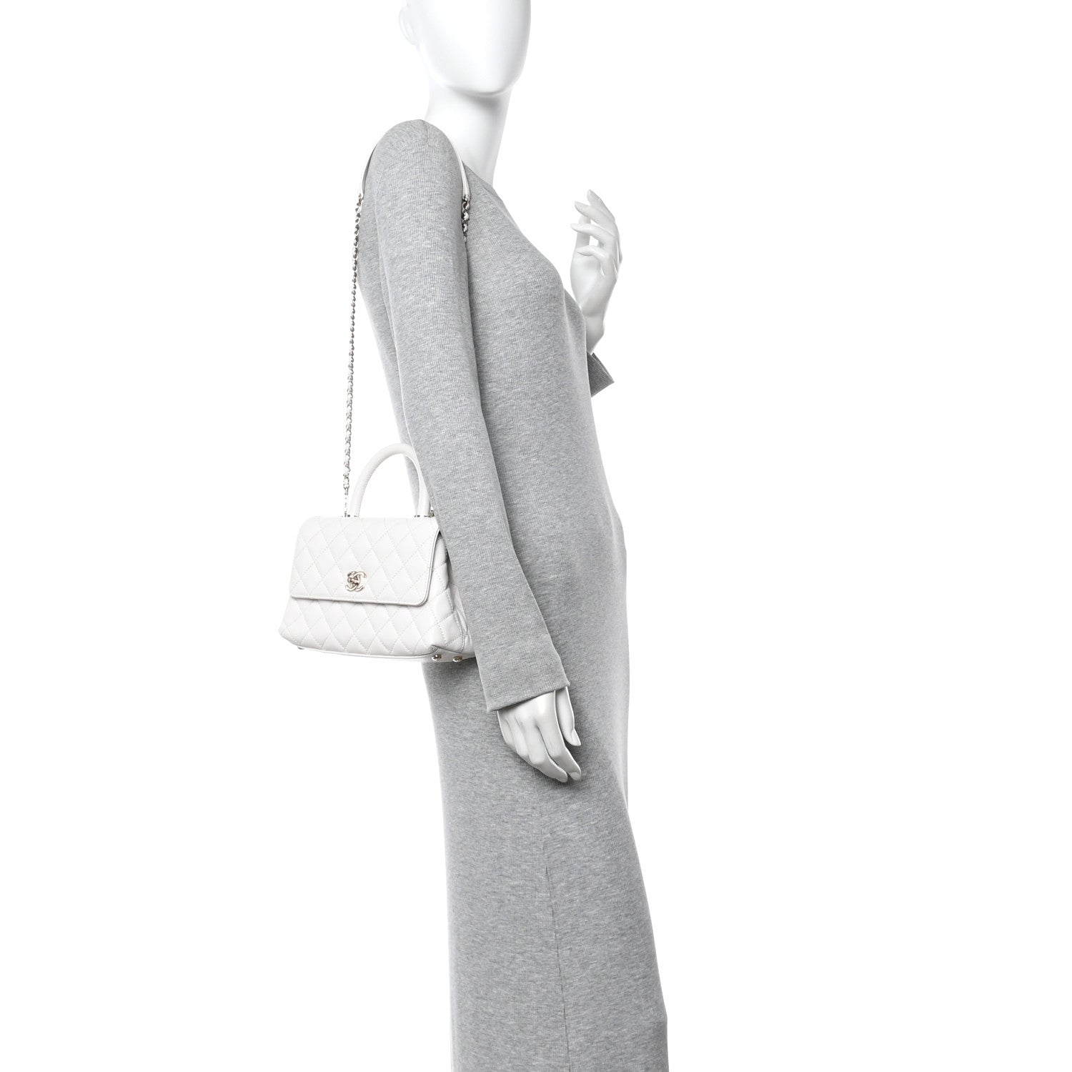Chanel Caviar Quilted Mini Coco Handle Flap White 2 of 12