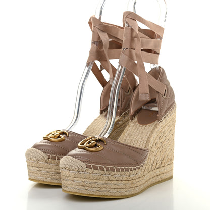 Gucci Nappa Matelasse GG Marmont Ankle Wrap Platform 35/120mm Espadrille Wedges 36.5 Porcelain Rose 3 of 10