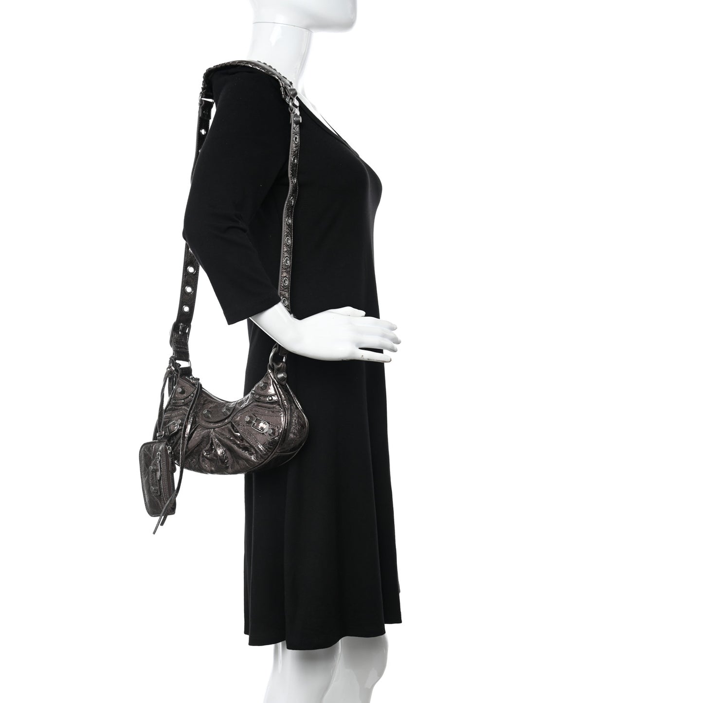 Metallic Agneau Arena Le Cagole Shoulder Bag XS Dark Bronze