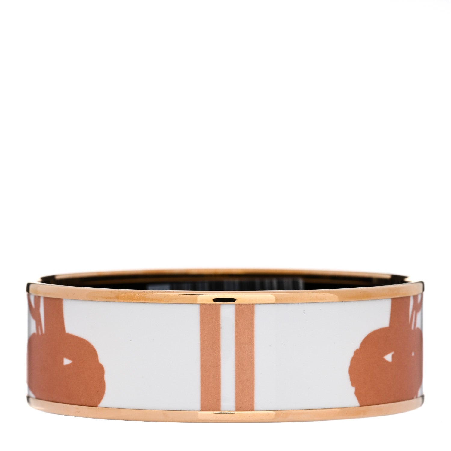 Hermes Enamel Printed Wide Brides De Gala Tattoo Bracelet 65 Cuivre 3 of 5