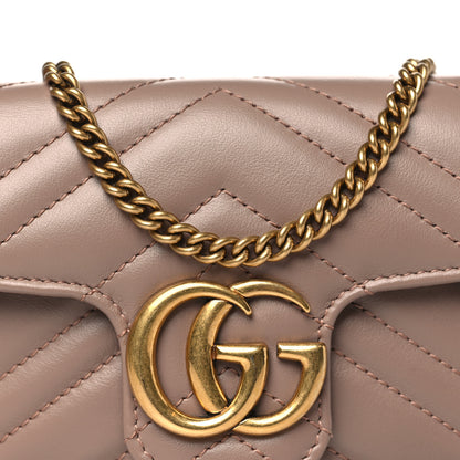 Gucci Calfskin Matelasse Super Mini GG Marmont Shoulder Bag Porcelain Rose 8 of 10