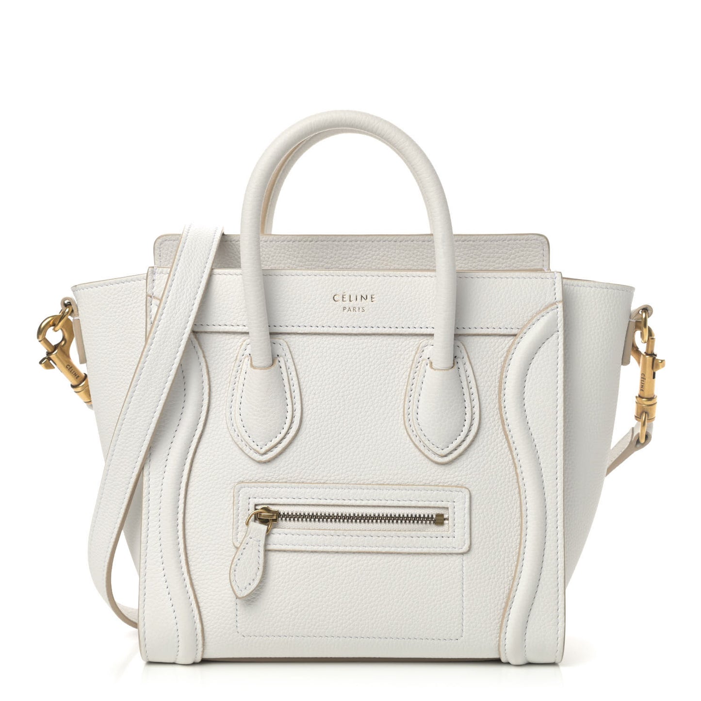 Drummed Calfskin Nano Luggage Optic White
