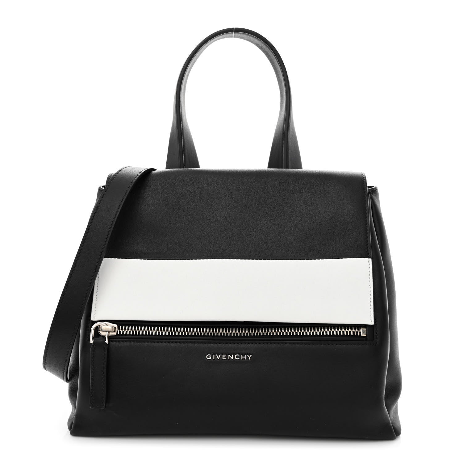 Givenchy Calfskin Small Pandora Pure Flap Bag Black White 1 of 10