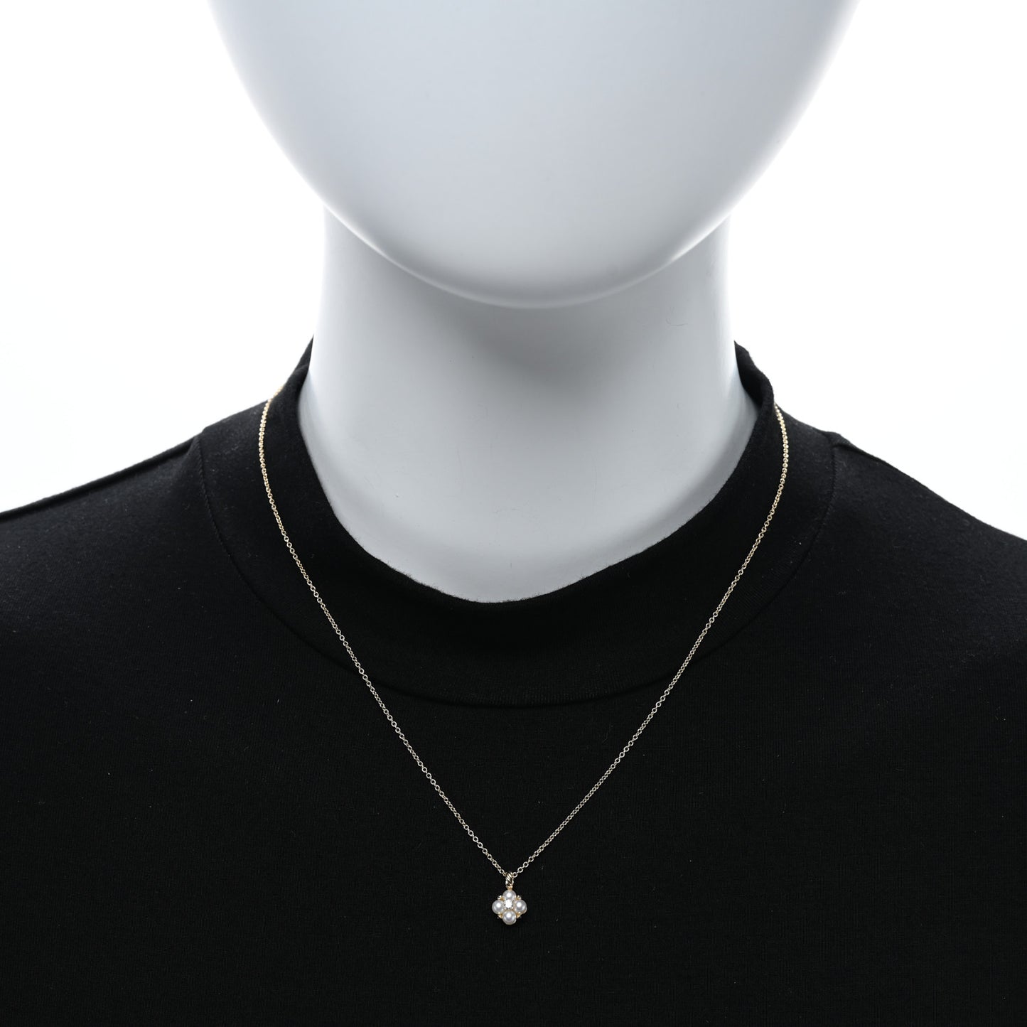 18K Yellow Gold Diamond Pearl Petite Modern Renaissance Pendant Necklace