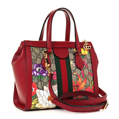 Gucci GG Supreme Monogram Flora Web Small Ophidia Tote Bag Red 3 of 10