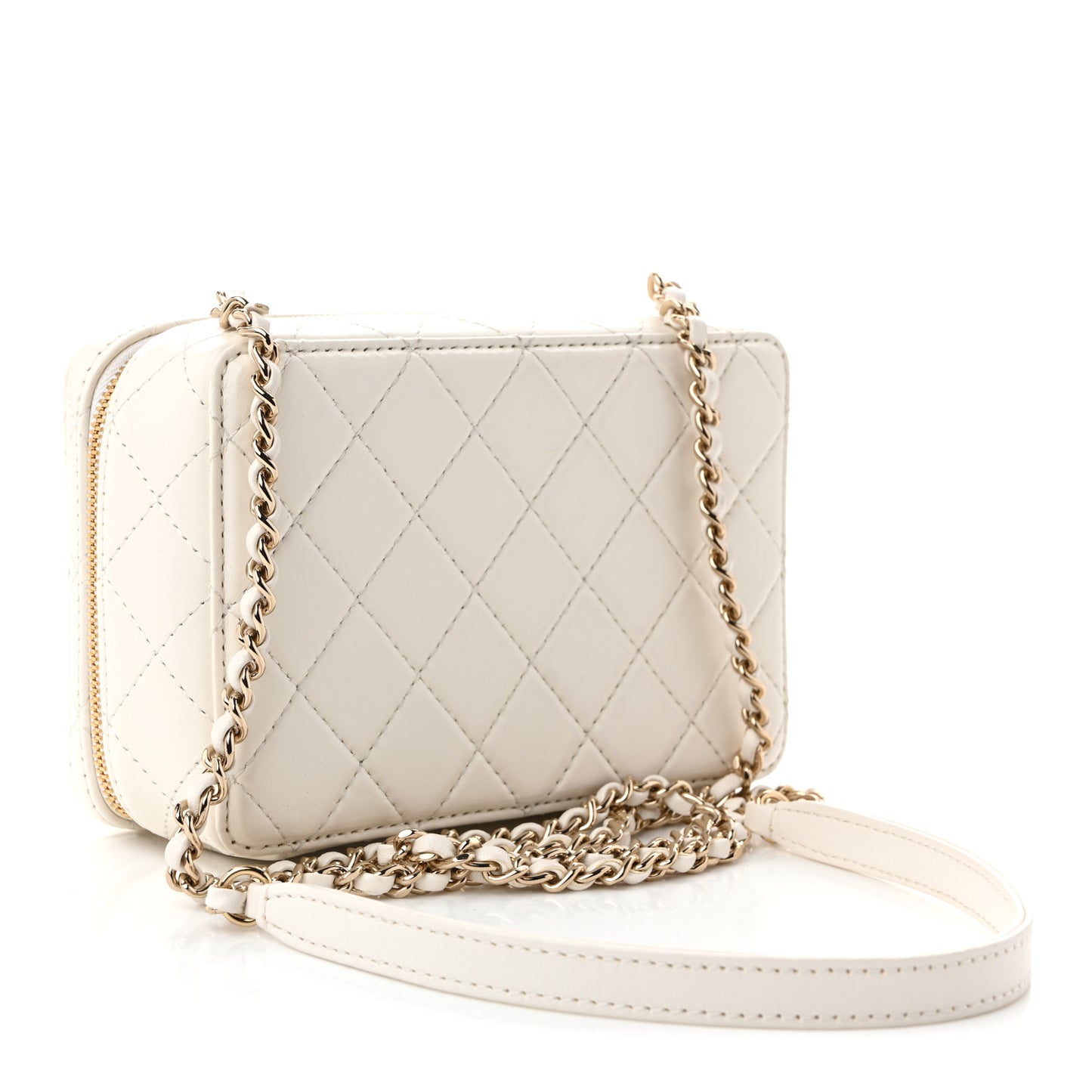 Lambskin Quilted Coco Click Bag White