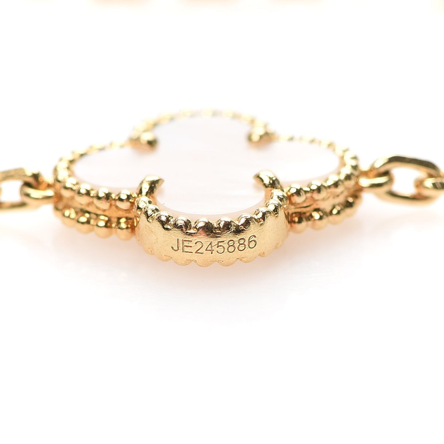 18K Yellow Gold Mother of Pearl 5 Motifs Vintage Alhambra Bracelet