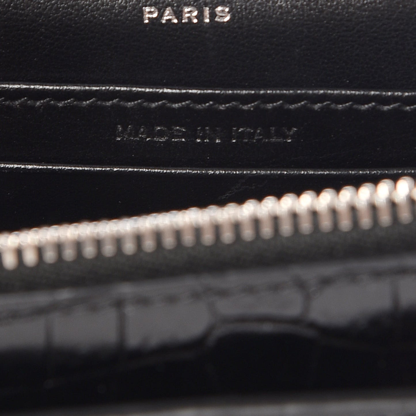 Calfskin Crocodile Embossed Monogram Sunset Chain Wallet Black