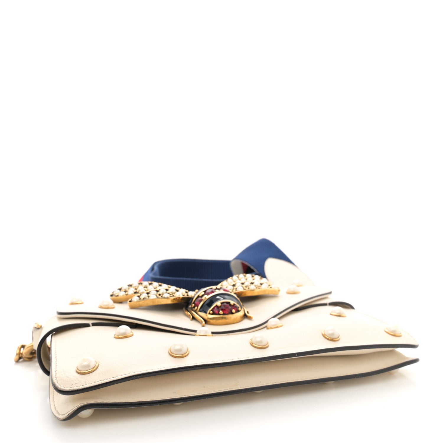 Gucci Nappa Pearl Studded Mini Queen Margaret Broadway Shoulder Bag Mystic White 4 of 18