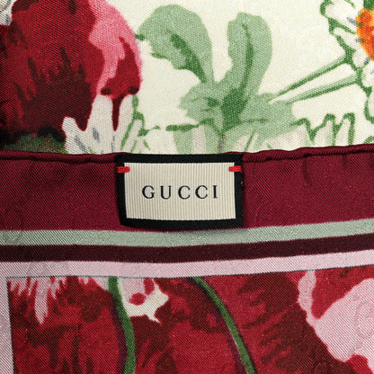 Gucci Silk Jacquard GG Monogram Deep Love Square Scarf Ivory Red 3 of 3