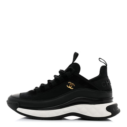Chanel Velvet Calfskin Mixed Fibers CC Sneakers 38 Black 1 of 9