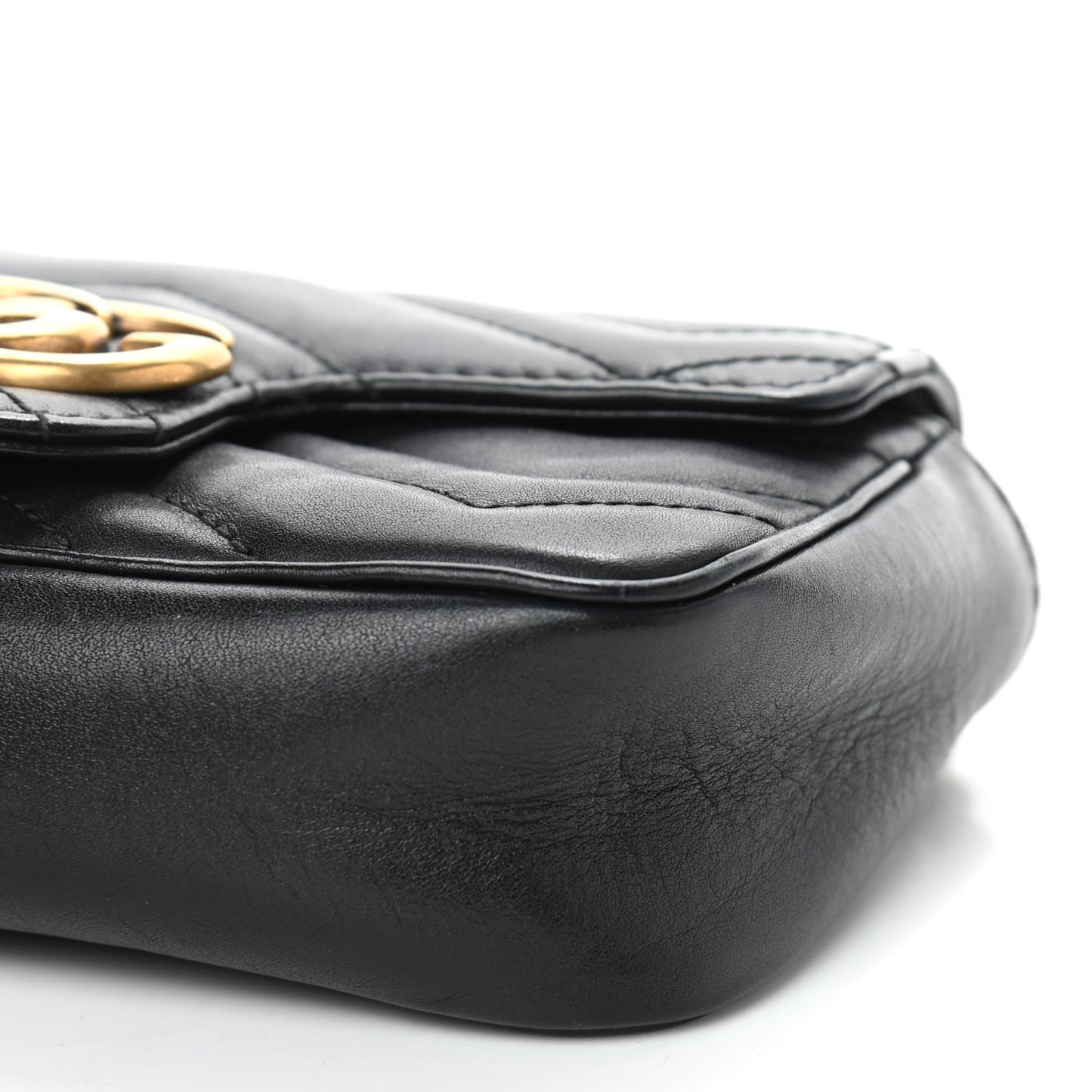 Calfskin Matelasse Super Mini GG Marmont Shoulder Bag Black