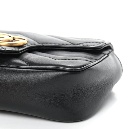 Gucci Calfskin Matelasse Super Mini GG Marmont Shoulder Bag Black 7 of 9