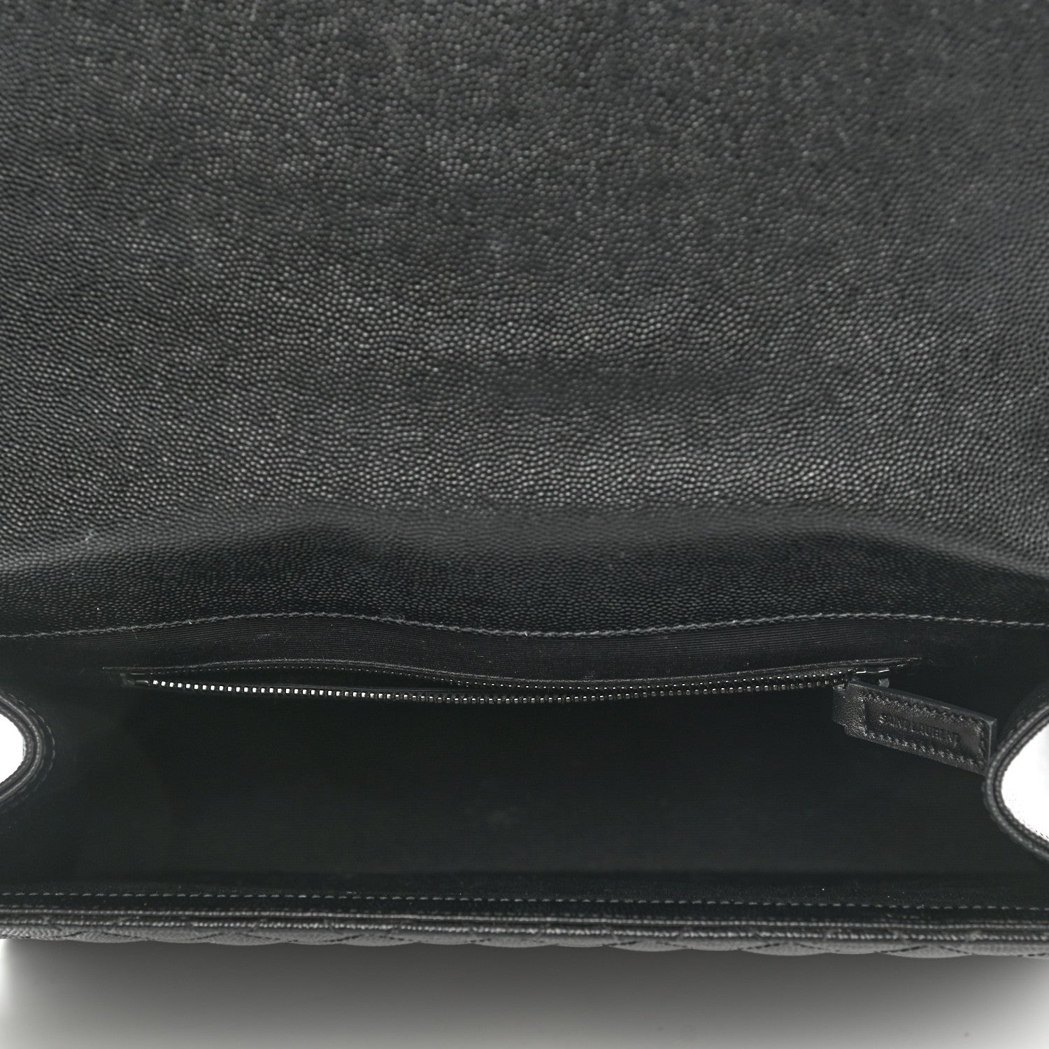 Saint Laurent Grain De Poudre Textured Mixed Matelasse Large Triquilt Monogram Monochrome Satchel Black 5 of 14