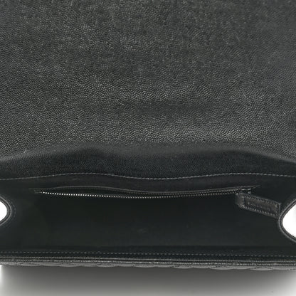 Saint Laurent Grain De Poudre Textured Mixed Matelasse Large Triquilt Monogram Monochrome Satchel Black 5 of 14