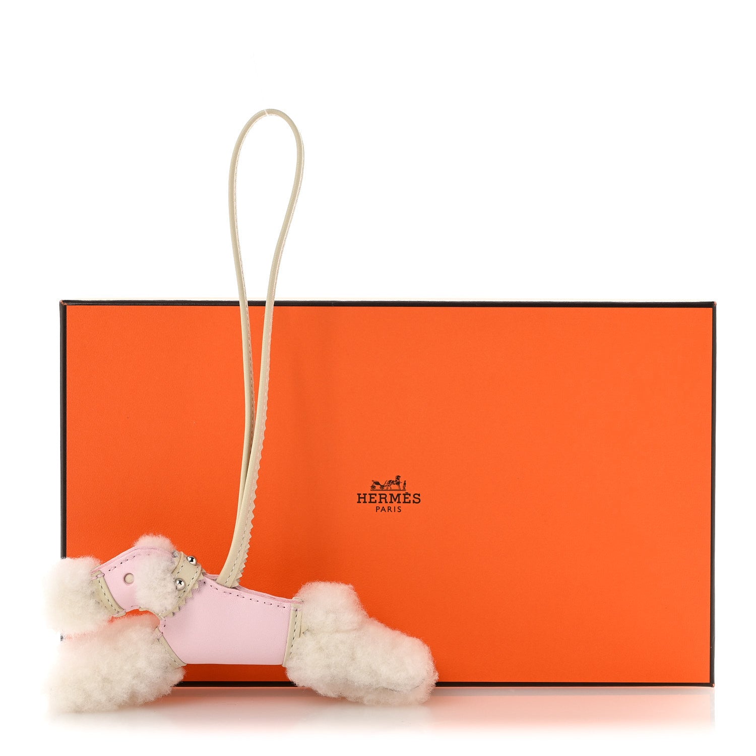 Hermes Milo Lambskin Epsom Shearling Budy Apic Charm Ecru Rose Darling 5 of 5