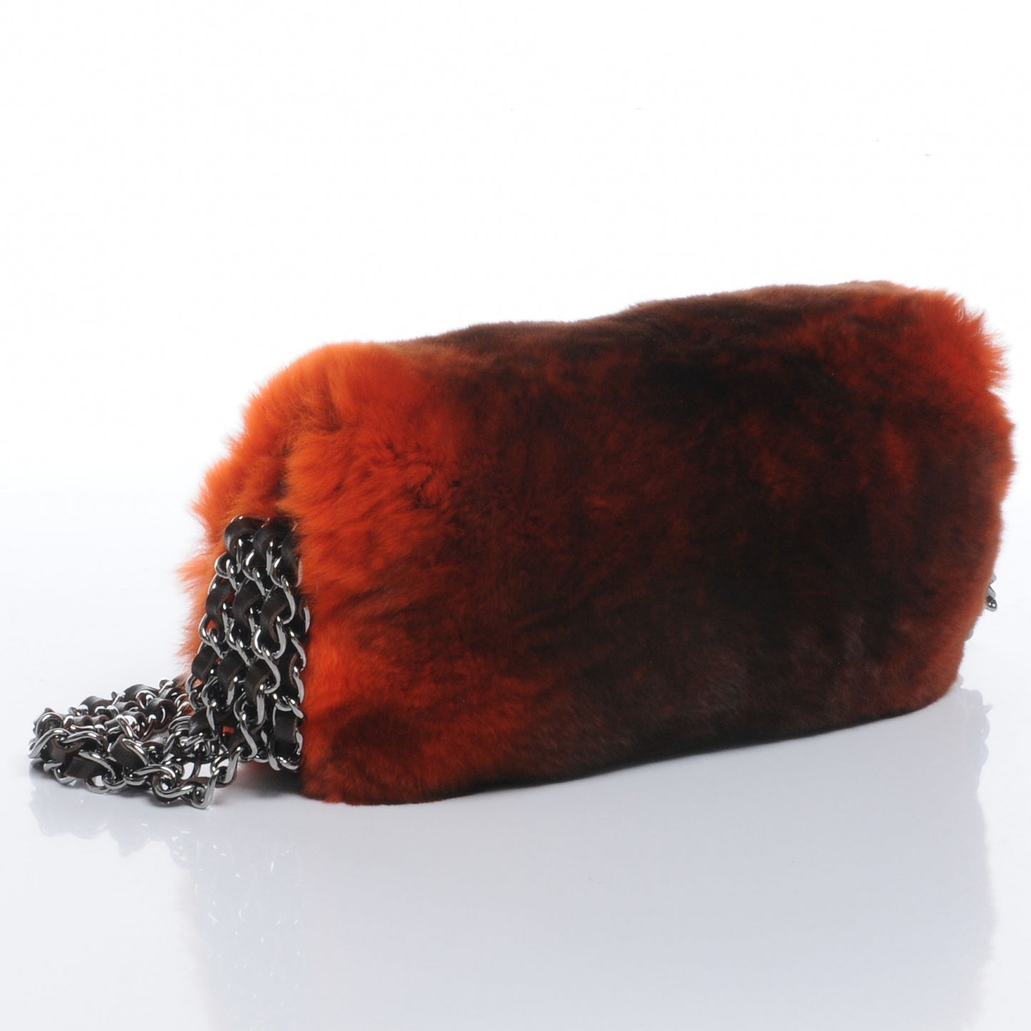 Lapin Rabbit Fur Triple Chain Flap Orange