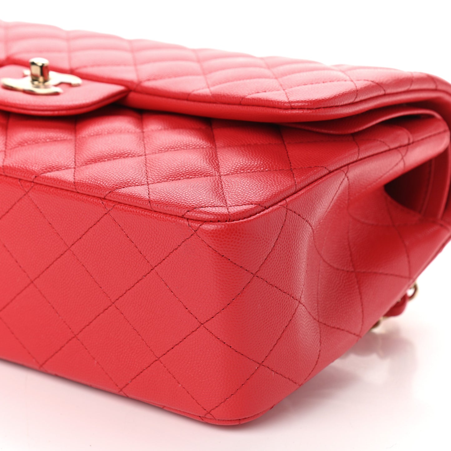 Caviar Quilted Jumbo Double Flap Red