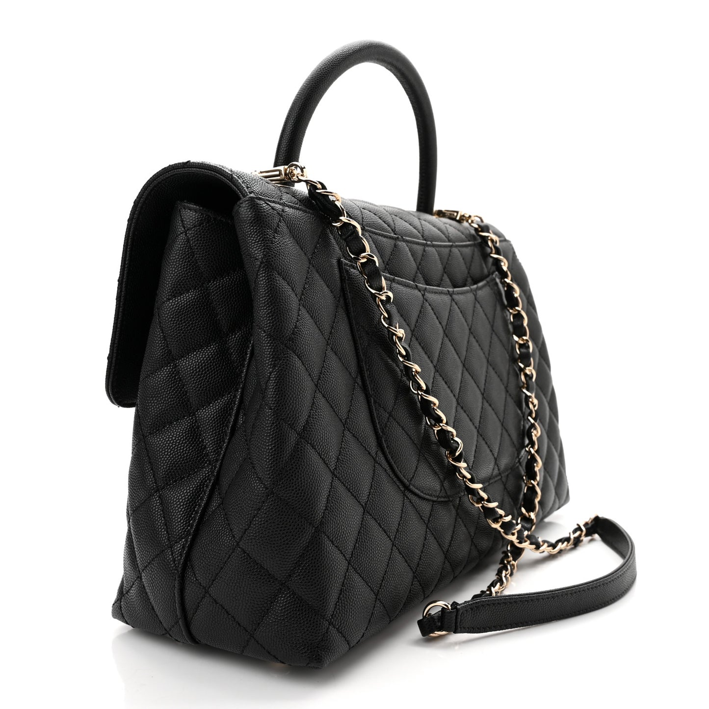 Caviar Quilted Medium Coco Handle Flap Black